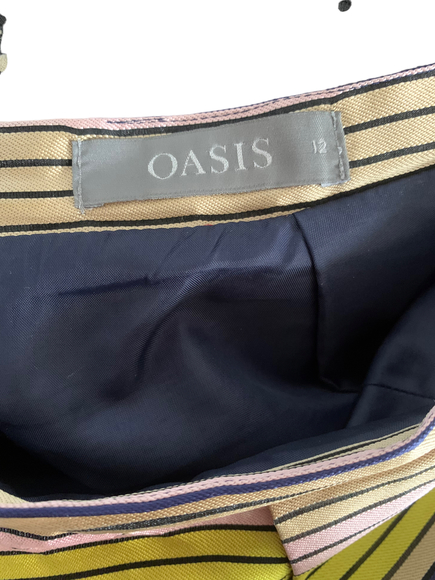 Oasis ladies lime pink and navy lined formal evening pleat balloon skaterskirt - Picture 6 of 6